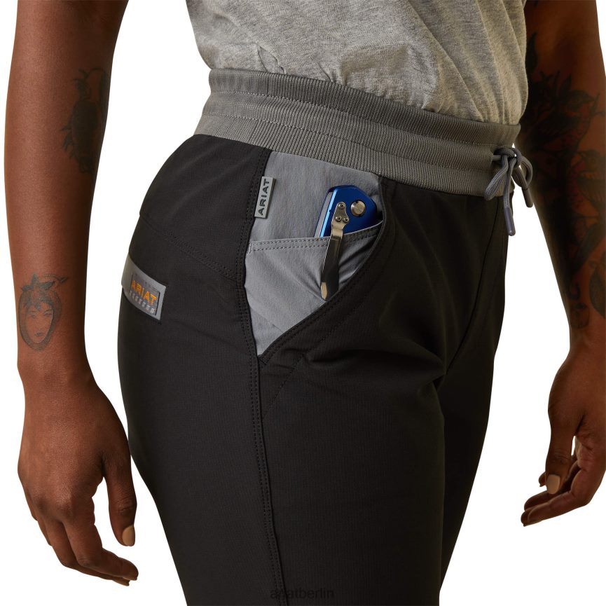 Ariat Rebar Durastretch Pull-on-Hose mit schmalem Bein Frauen P4JJPR2623 Schwarz Böden