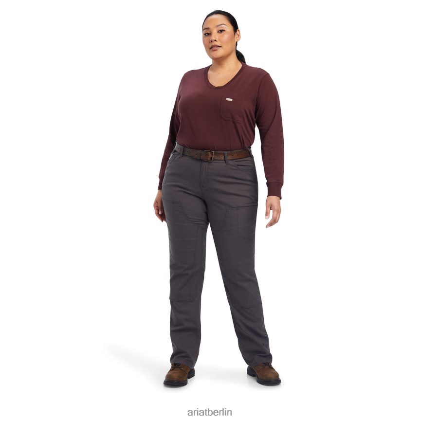 Ariat Robuste Hose mit doppelter Vorderseite aus Rebar-Durastretch Frauen P4JJPR2670 Bewehrungsstahl grau Böden