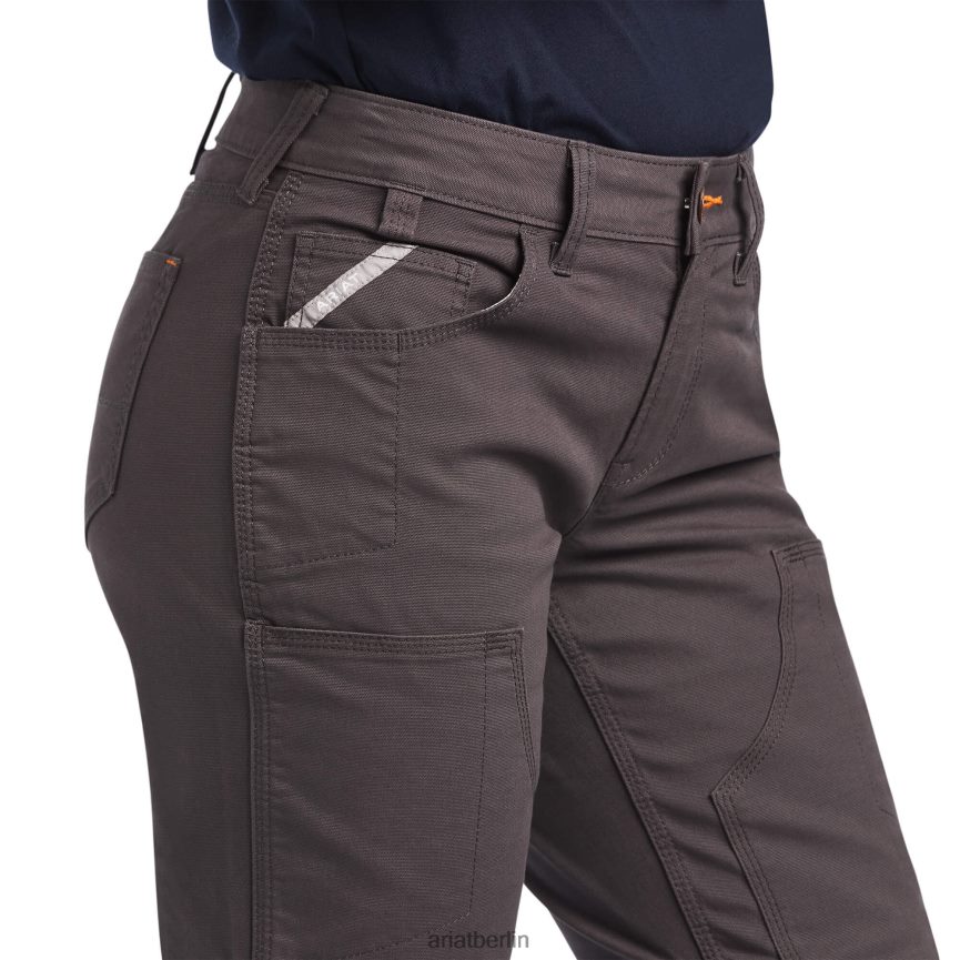 Ariat Robuste Hose mit doppelter Vorderseite aus Rebar-Durastretch Frauen P4JJPR2670 Bewehrungsstahl grau Böden