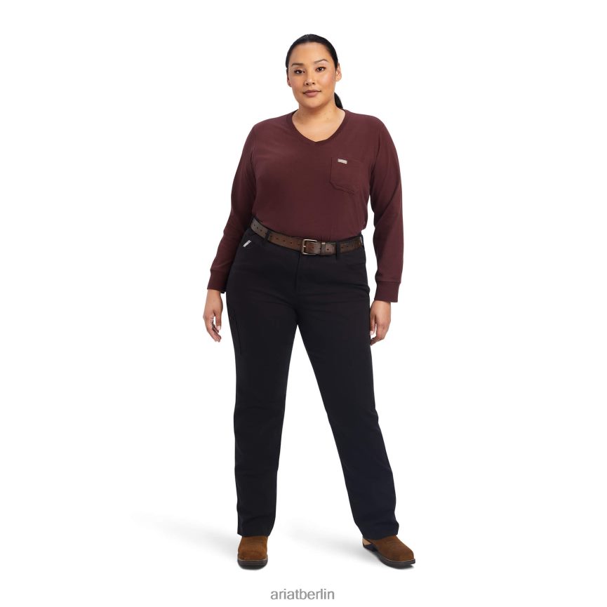 Ariat Robuste Hose mit geradem Bein aus Rebar-Durastretch Frauen P4JJPR2666 Schwarz Böden