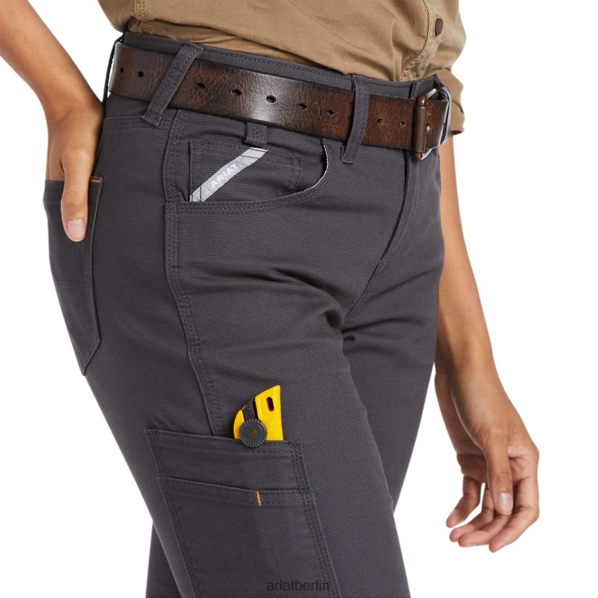 Ariat Robuste Hose mit geradem Bein aus Rebar-Durastretch Frauen P4JJPR2683 Bewehrungsstahl grau Böden