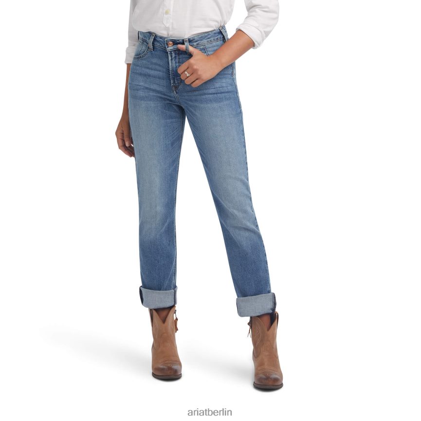 Ariat Premium-Stretch-Jeans mit hohem Bund und geradem Schnitt Frauen P4JJPR2614 Kaspisch Böden