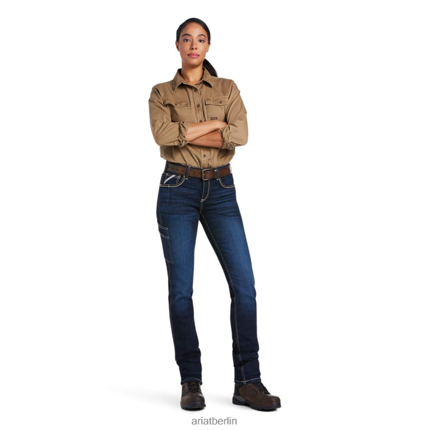 Ariat Rebar Perfect Rise Work Flex Riveter Jeans mit schmalem Bein Frauen P4JJPR2596 Frankreich Böden