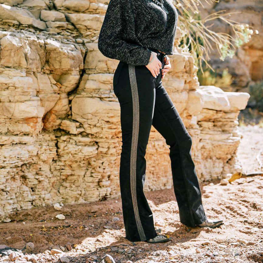 Ariat Schmale Jeans mit weitem Bein und Kettenstreifen Frauen P4JJPR2610 Schwarz Böden