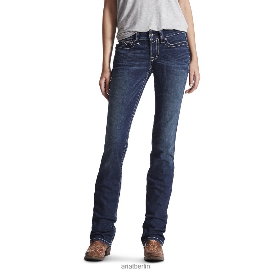 Ariat real. Stapelbare Stretch-Jeans mit geradem Bein und mittelhohem Bund Frauen P4JJPR2535 Ozean Böden