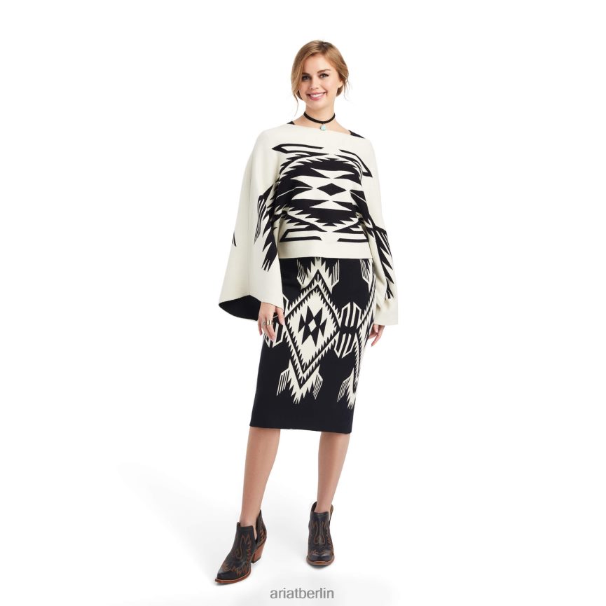 Ariat Chimayo-Pulloverrock Frauen P4JJPR3300 Schwarz/Buttercreme Böden