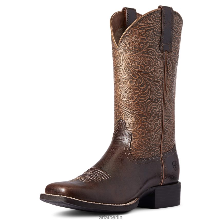 Ariat Abgerundeter, breiter Westernstiefel mit eckiger Zehenpartie Frauen P4JJPR2070 Arizona-Braun Schuhwerk