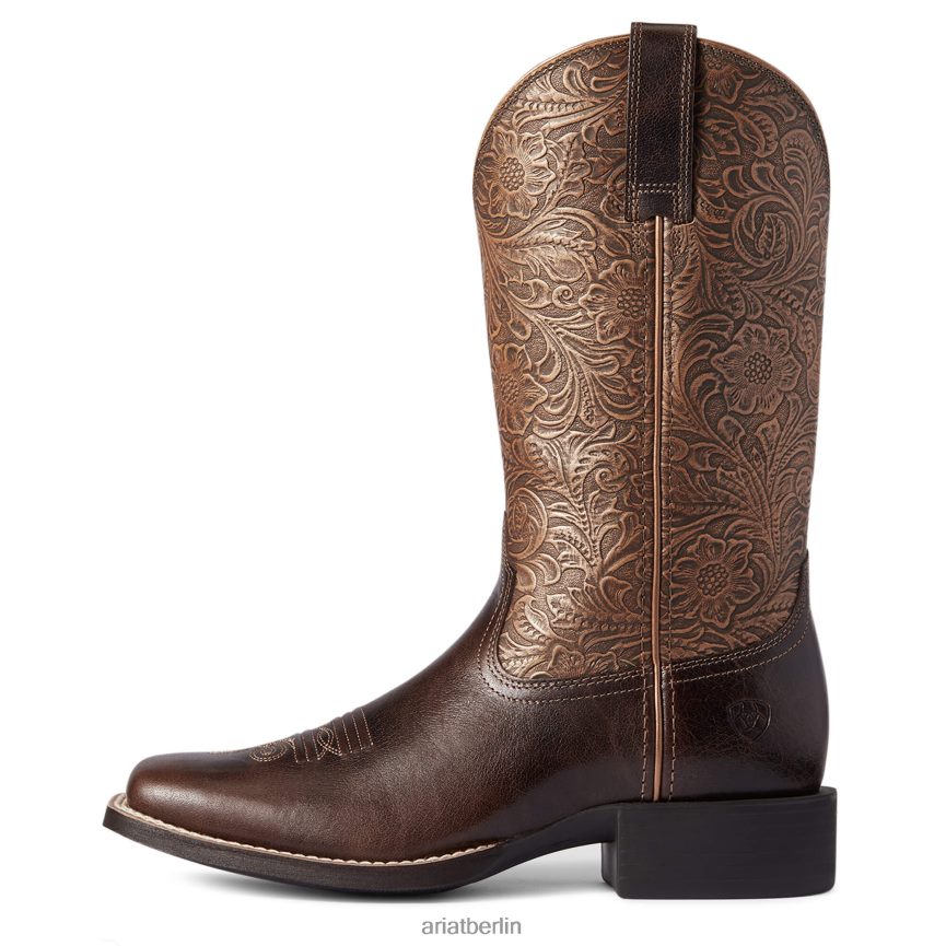 Ariat Abgerundeter, breiter Westernstiefel mit eckiger Zehenpartie Frauen P4JJPR2070 Arizona-Braun Schuhwerk