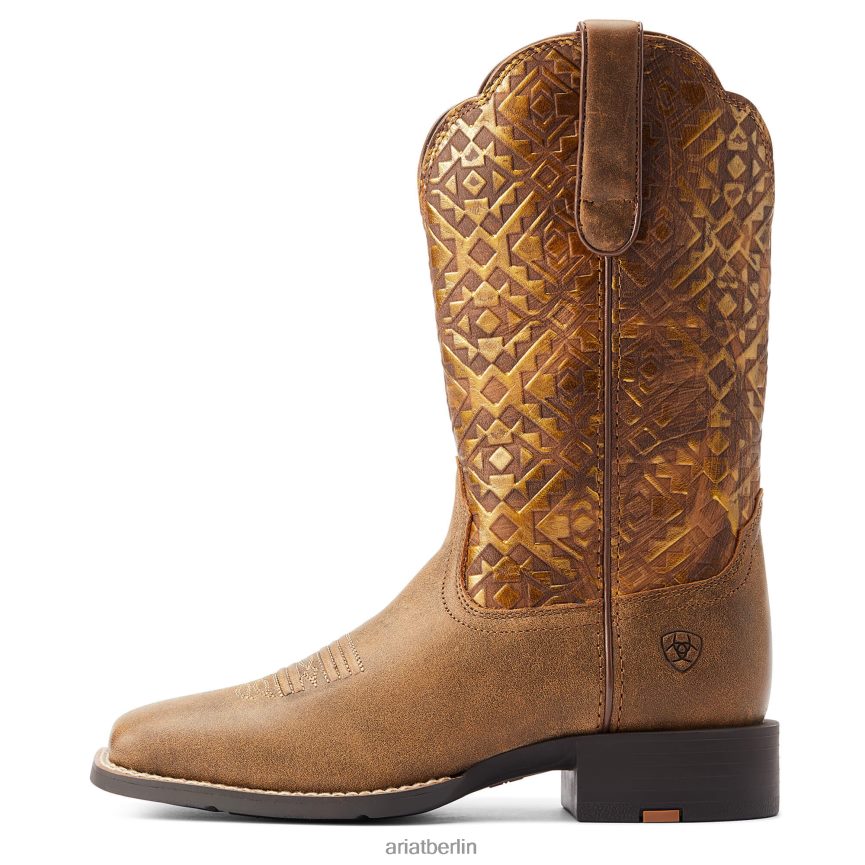 Ariat Abgerundeter, breiter Westernstiefel mit eckiger Zehenpartie Frauen P4JJPR2270 blankes Braun Schuhwerk