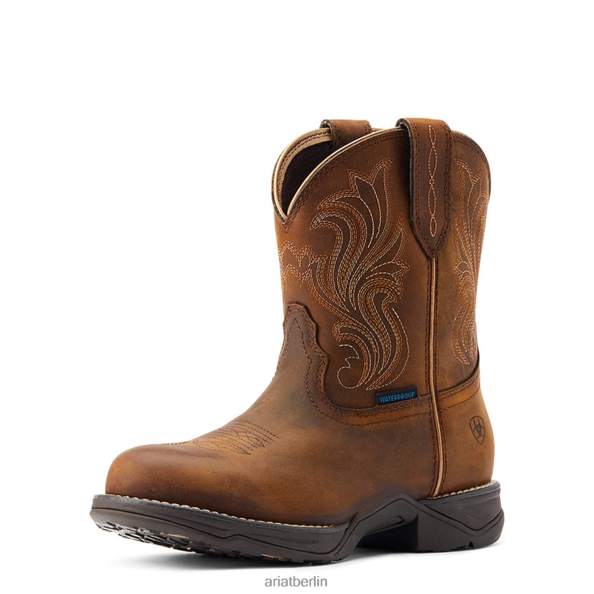 Ariat Anthem Shortie wasserdichter Westernstiefel mit runder Zehenpartie Frauen P4JJPR2102 braun glasiert Schuhwerk
