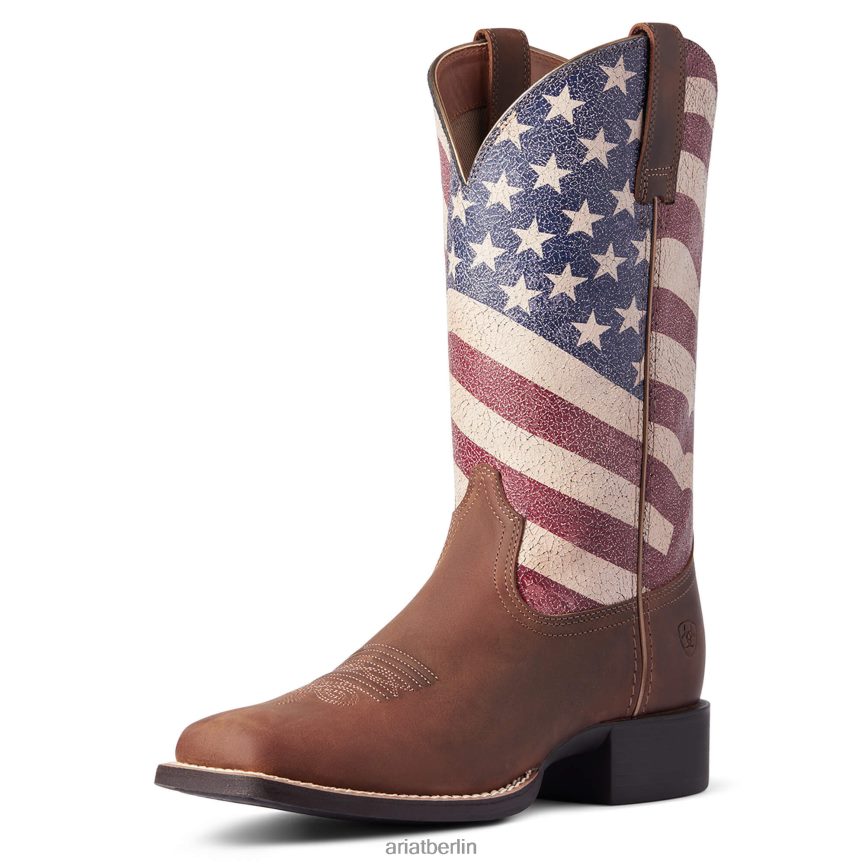 Ariat Round Up Patriot Westernstiefel Frauen P4JJPR2099 Distressed-Braun Schuhwerk