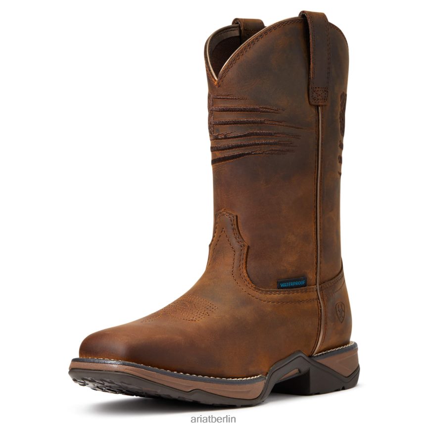 Ariat Wasserdichter Westernstiefel Anthem Patriot Frauen P4JJPR2114 Distressed-Braun Schuhwerk
