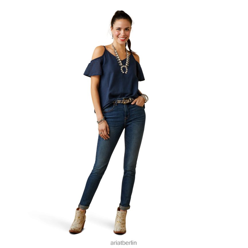 Ariat Dolly-Top Frauen P4JJPR3292 Mitternachtsmarine Spitzen