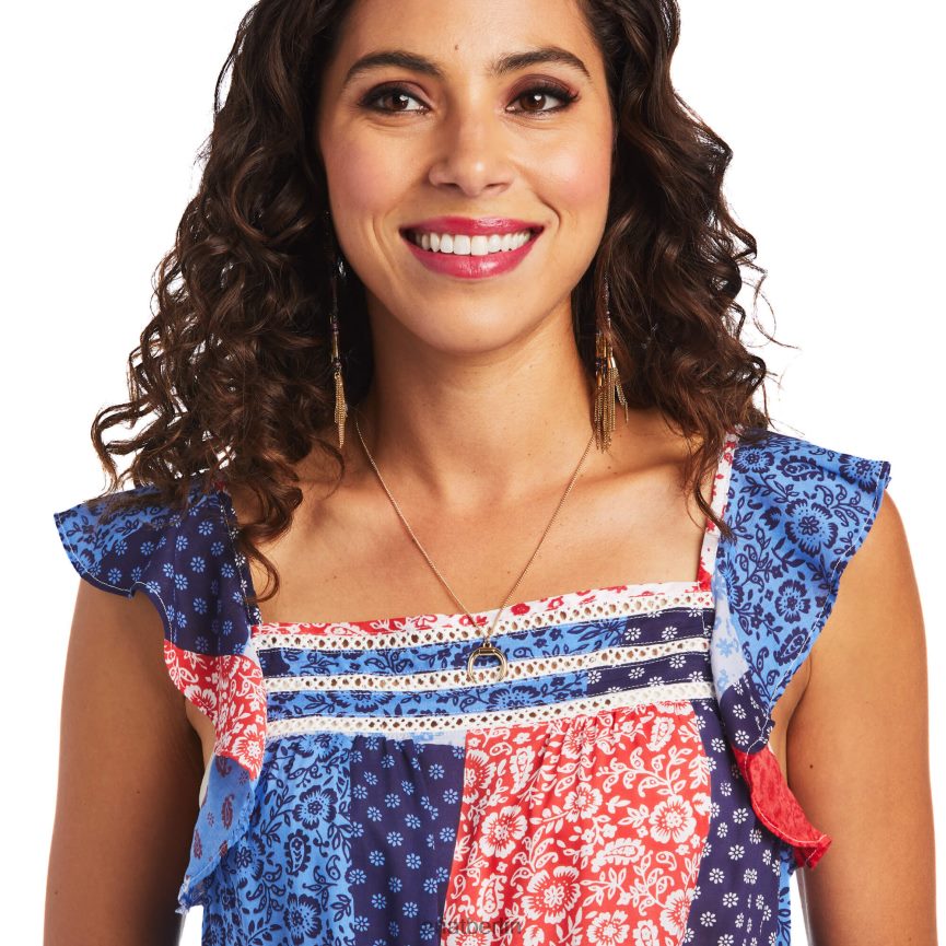 Ariat Hinweis Tank Frauen P4JJPR3169 Patchwork-Druck Spitzen