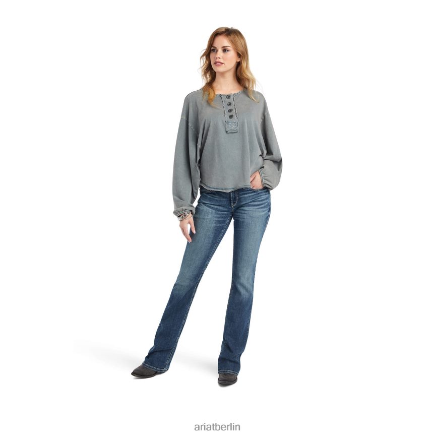 Ariat Pinon-Henley-Oberteil Frauen P4JJPR3113 Mitternachtsmarine Spitzen