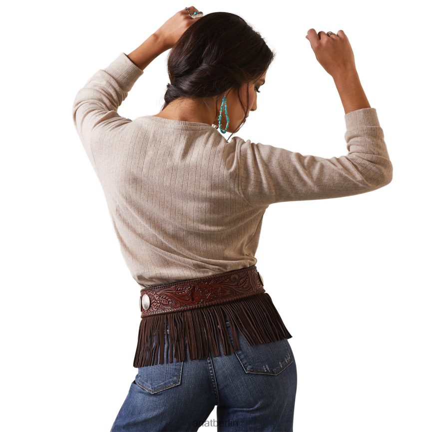 Ariat Pointelle-Henley-Oberteil Frauen P4JJPR2785 Haferflockenheide Spitzen