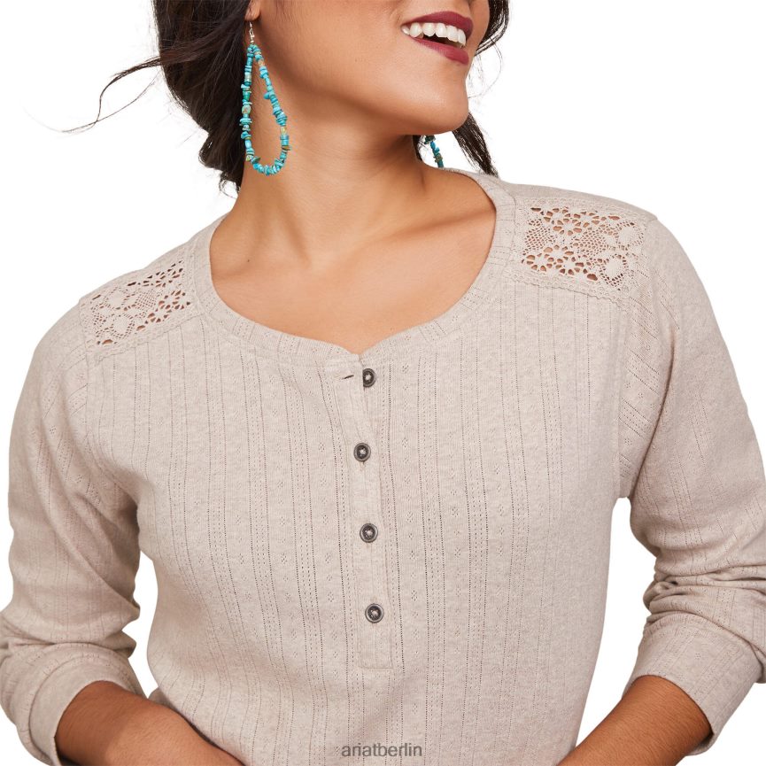 Ariat Pointelle-Henley-Oberteil Frauen P4JJPR2785 Haferflockenheide Spitzen