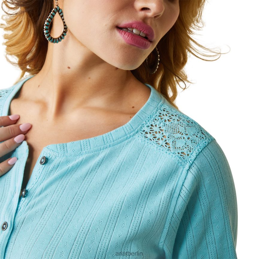 Ariat Pointelle-Henley-Oberteil Frauen P4JJPR2830 Golfstrom Spitzen