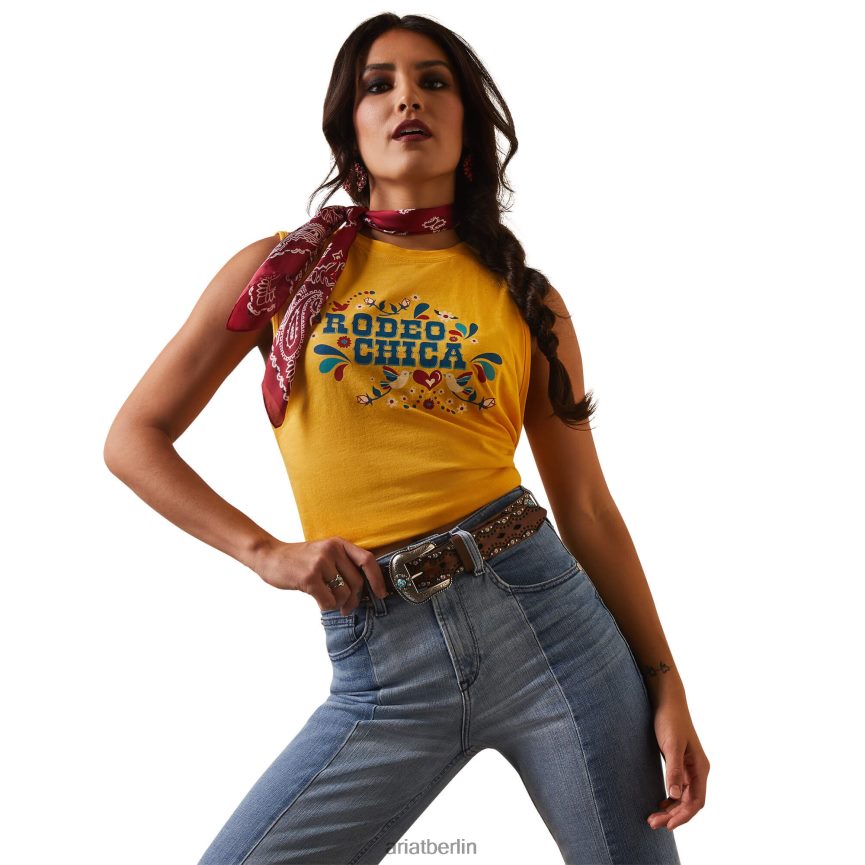 Ariat Rodeo-Chica-Tank Frauen P4JJPR3212 Eigelb gelb Spitzen