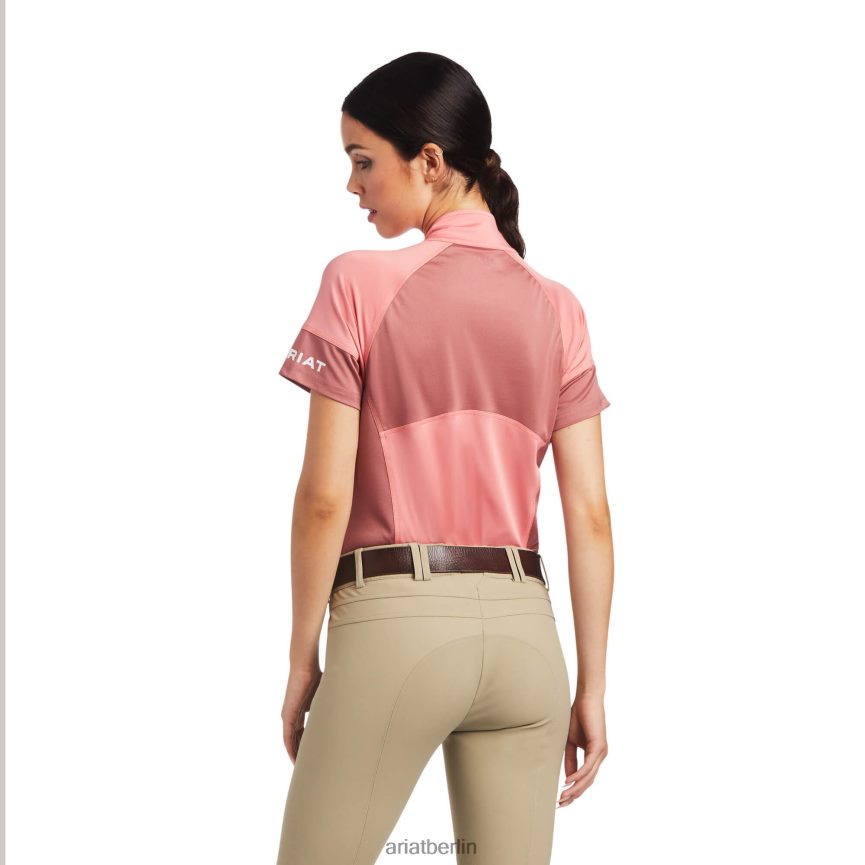 Ariat Baselayer aus Cambria-Jersey mit 1/4-Reißverschluss Frauen P4JJPR3134 Pfirsichblüte/antikes Rubin Spitzen