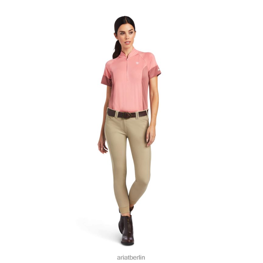 Ariat Baselayer aus Cambria-Jersey mit 1/4-Reißverschluss Frauen P4JJPR3134 Pfirsichblüte/antikes Rubin Spitzen