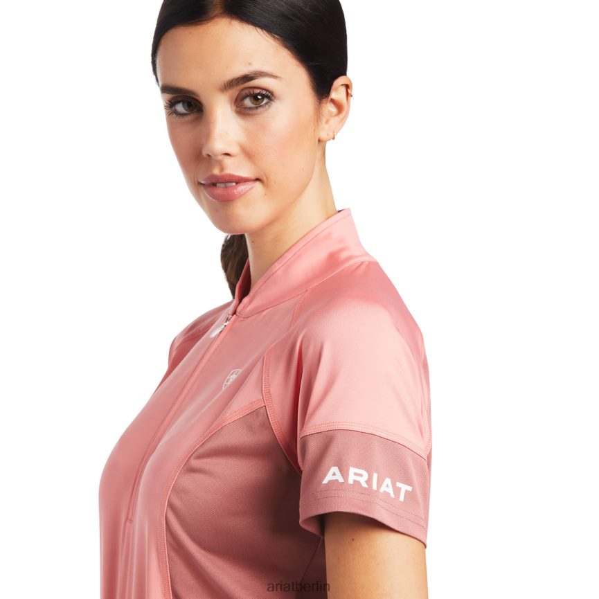 Ariat Baselayer aus Cambria-Jersey mit 1/4-Reißverschluss Frauen P4JJPR3134 Pfirsichblüte/antikes Rubin Spitzen