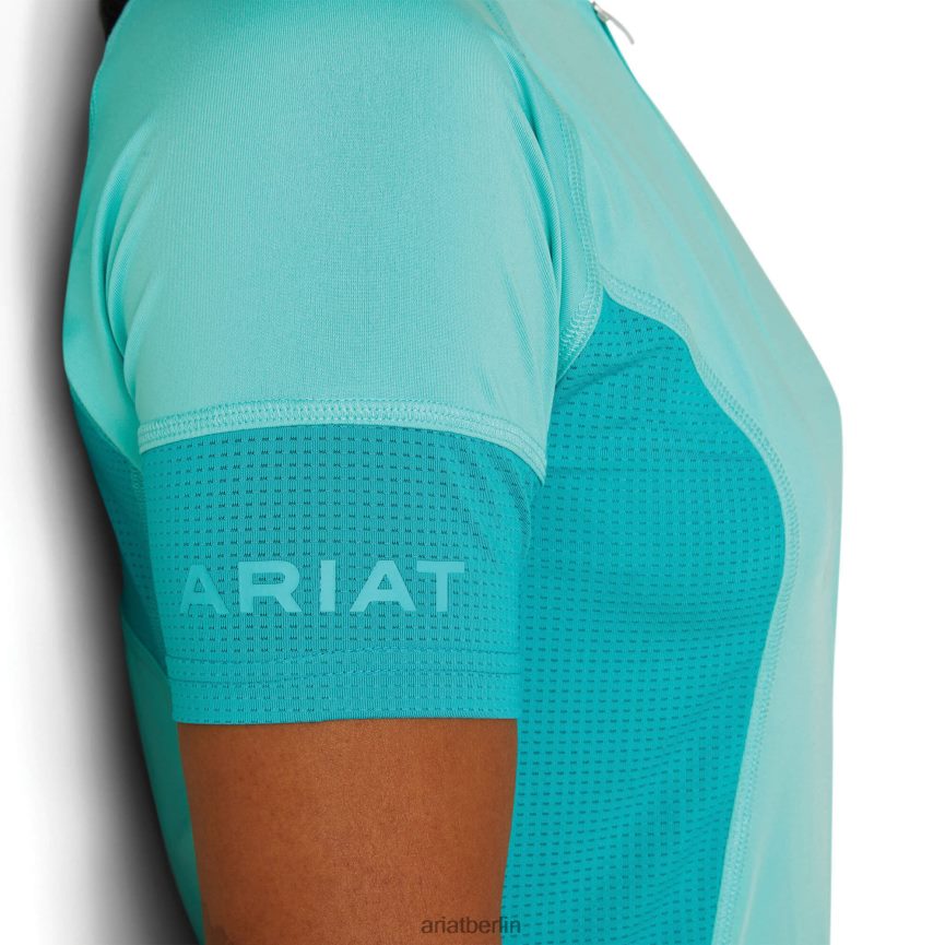 Ariat Baselayer aus Cambria-Jersey mit 1/4-Reißverschluss Frauen P4JJPR3178 Poolblau/Viridiangrün Spitzen