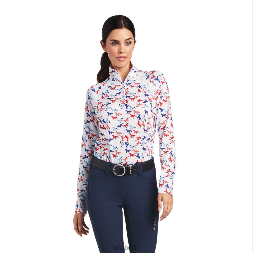 Ariat Sunstopper 2.0 Baselayer mit 1/4-Reißverschluss Frauen P4JJPR2866 Galoppdruck Spitzen