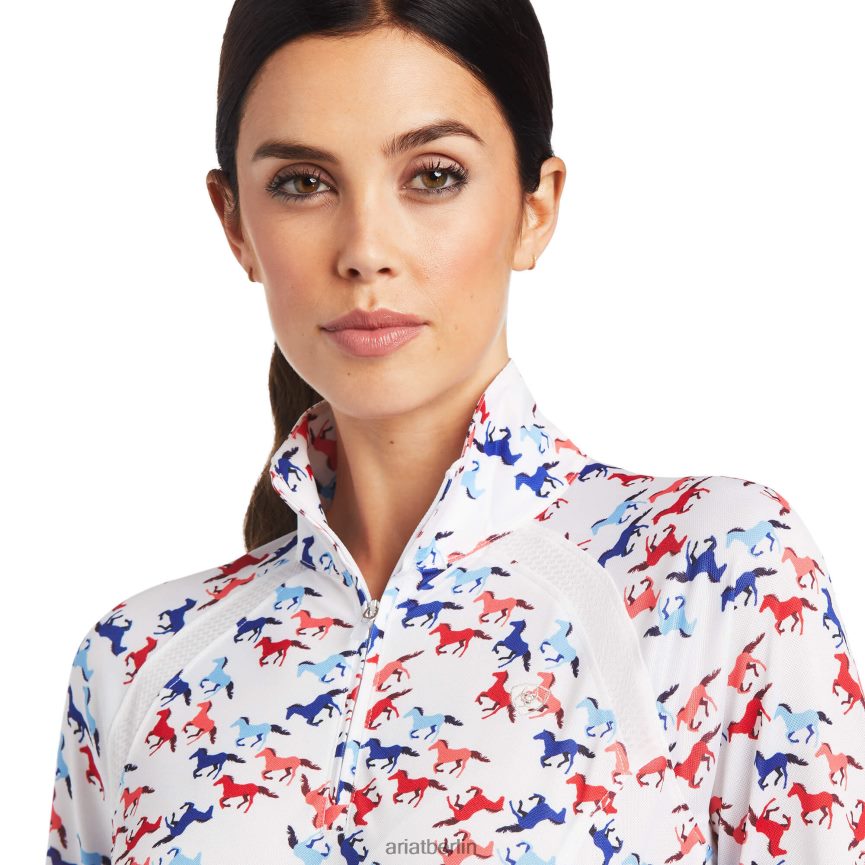 Ariat Sunstopper 2.0 Baselayer mit 1/4-Reißverschluss Frauen P4JJPR2866 Galoppdruck Spitzen