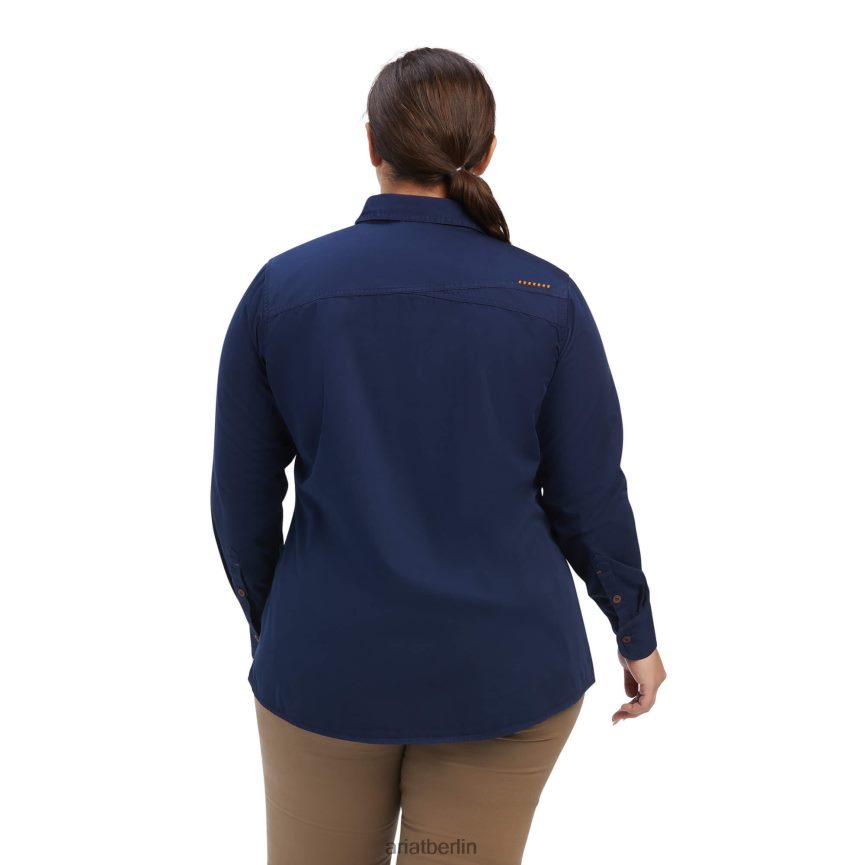 Ariat Arbeitshemd aus gewaschenem Rebar-Twill Frauen P4JJPR3088 Marine Spitzen