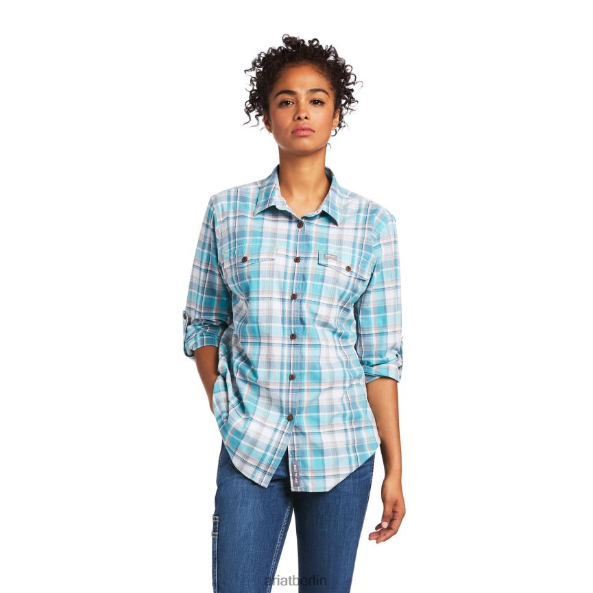 Ariat Bewehrungsstahl-Arbeitshemd aus robustem Durastretch Frauen P4JJPR2929 Wasserkraft Spitzen