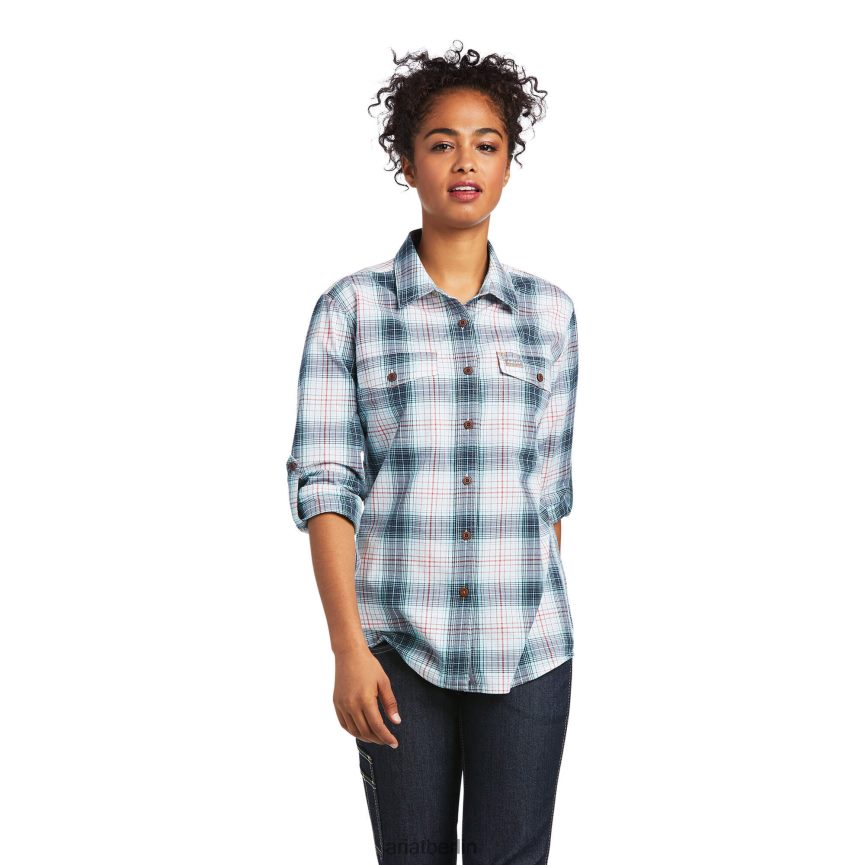 Ariat Bewehrungsstahl-Arbeitshemd aus robustem Durastretch Frauen P4JJPR2953 Marinefinsternis Spitzen