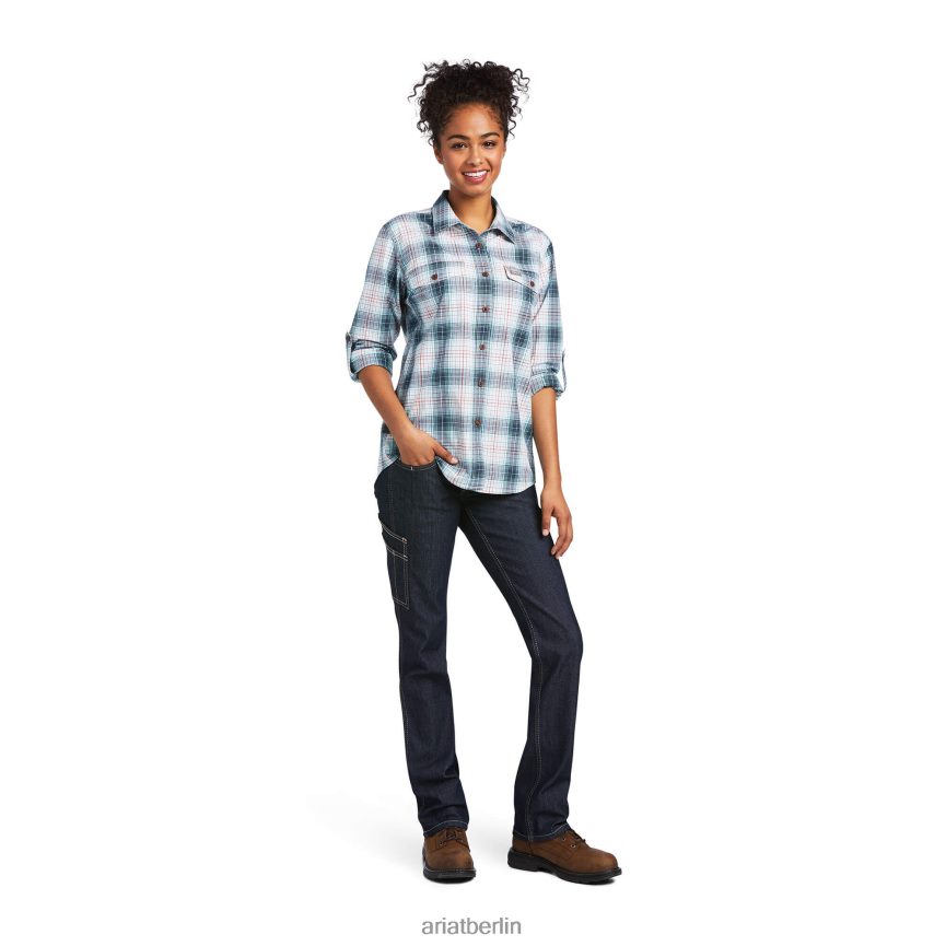 Ariat Bewehrungsstahl-Arbeitshemd aus robustem Durastretch Frauen P4JJPR2953 Marinefinsternis Spitzen