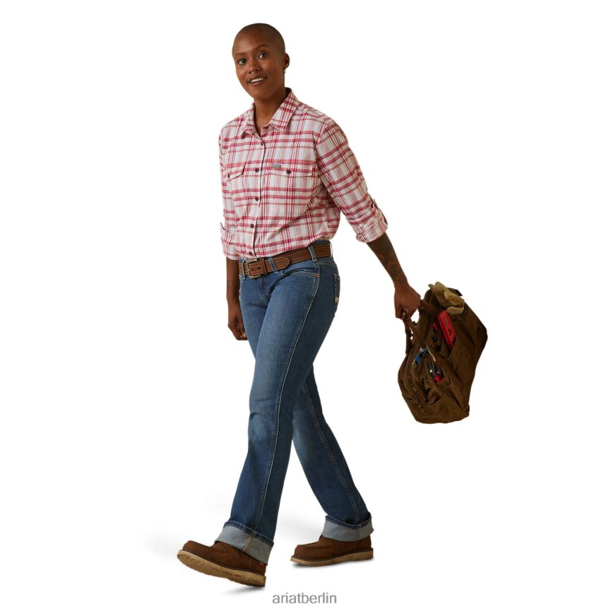 Ariat Bewehrungsstahl-Arbeitshemd aus robustem Durastretch Frauen P4JJPR2960 Kirschen Julibee kariert Spitzen