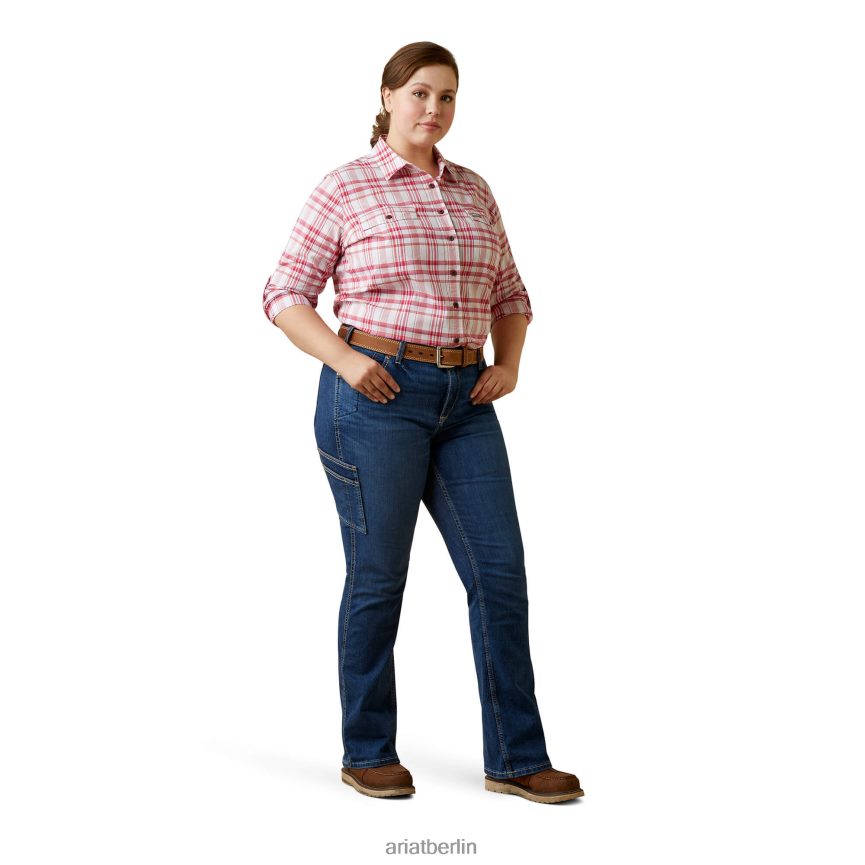Ariat Bewehrungsstahl-Arbeitshemd aus robustem Durastretch Frauen P4JJPR2960 Kirschen Julibee kariert Spitzen