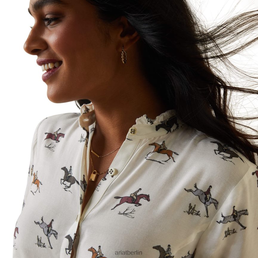 Ariat Clarion-Bluse Frauen P4JJPR2757 frischer Druck Spitzen