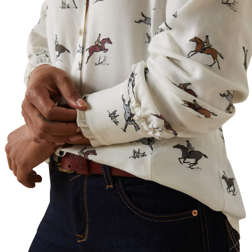 Ariat Clarion-Bluse Frauen P4JJPR2757 frischer Druck Spitzen