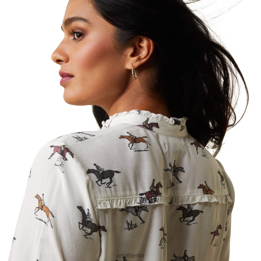 Ariat Clarion-Bluse Frauen P4JJPR2757 frischer Druck Spitzen