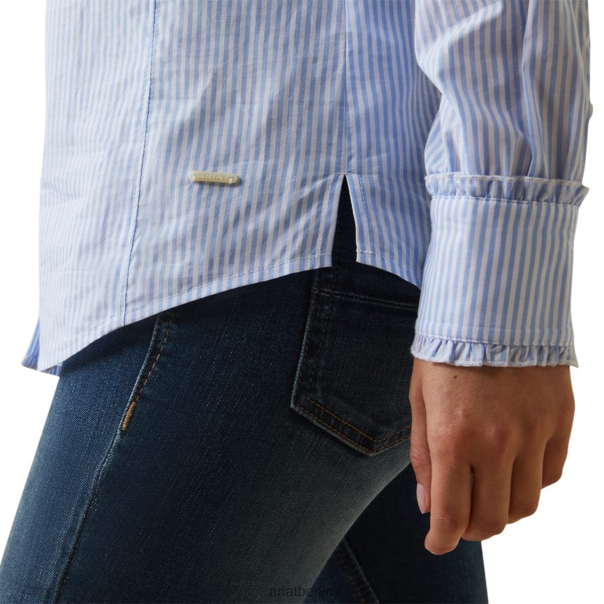 Ariat Clarion-Bluse Frauen P4JJPR3021 puderblauer Streifen Spitzen