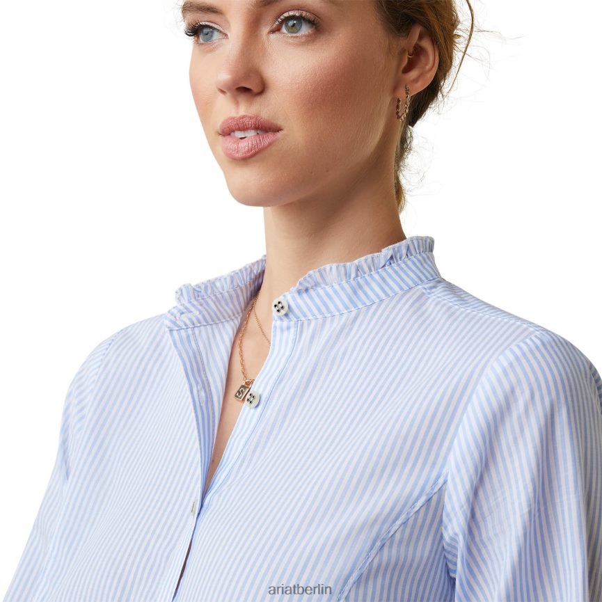 Ariat Clarion-Bluse Frauen P4JJPR3021 puderblauer Streifen Spitzen