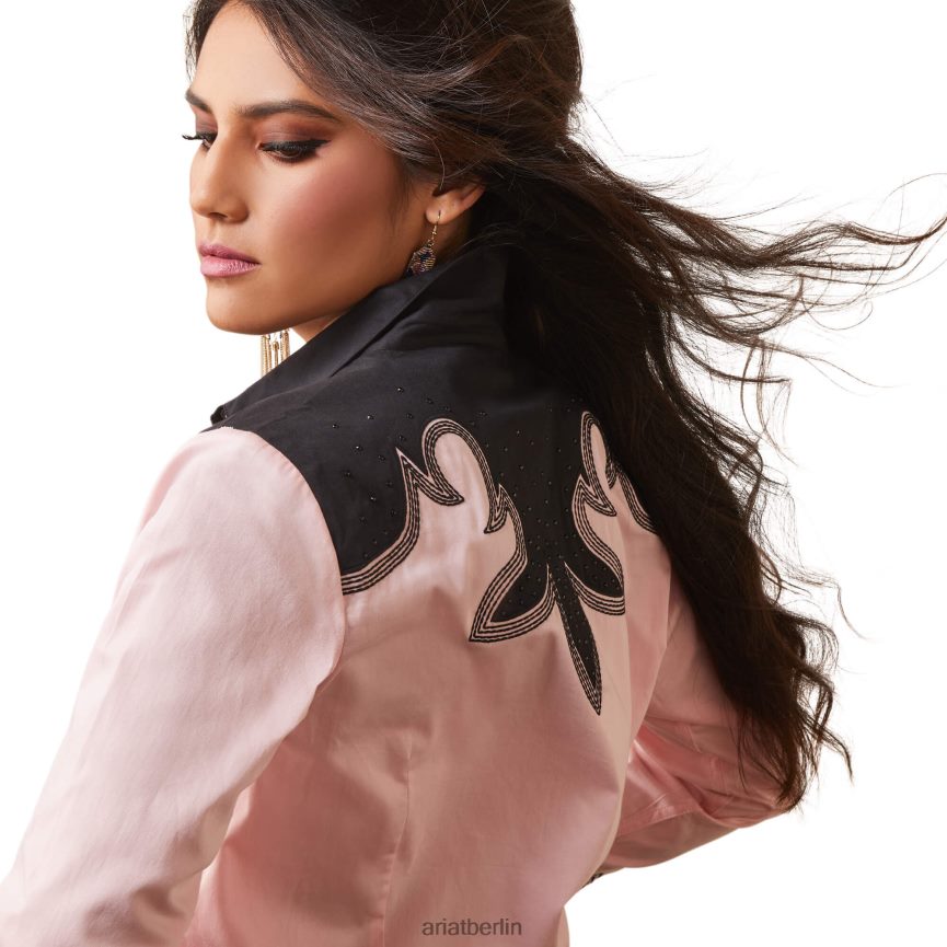 Ariat Dottie-Shirt Frauen P4JJPR2775 korallenrot/schwarz Spitzen