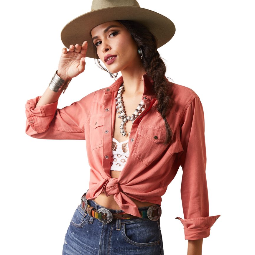 Ariat Echtes Jurlington-Snap-Shirt Frauen P4JJPR2796 verblasster Ziegelstein Spitzen