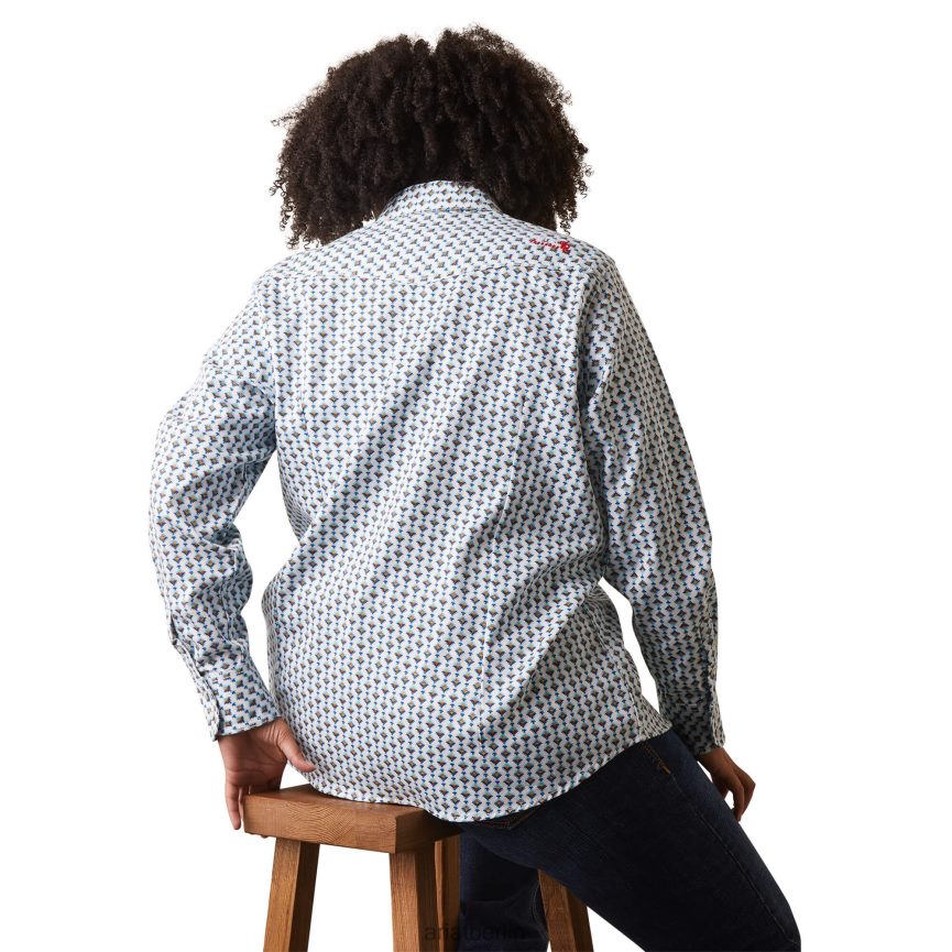 Ariat FR Middleton Arbeitshemd mit Druckknöpfen Frauen P4JJPR3104 Junggesellen-Button-Aufdruck Spitzen