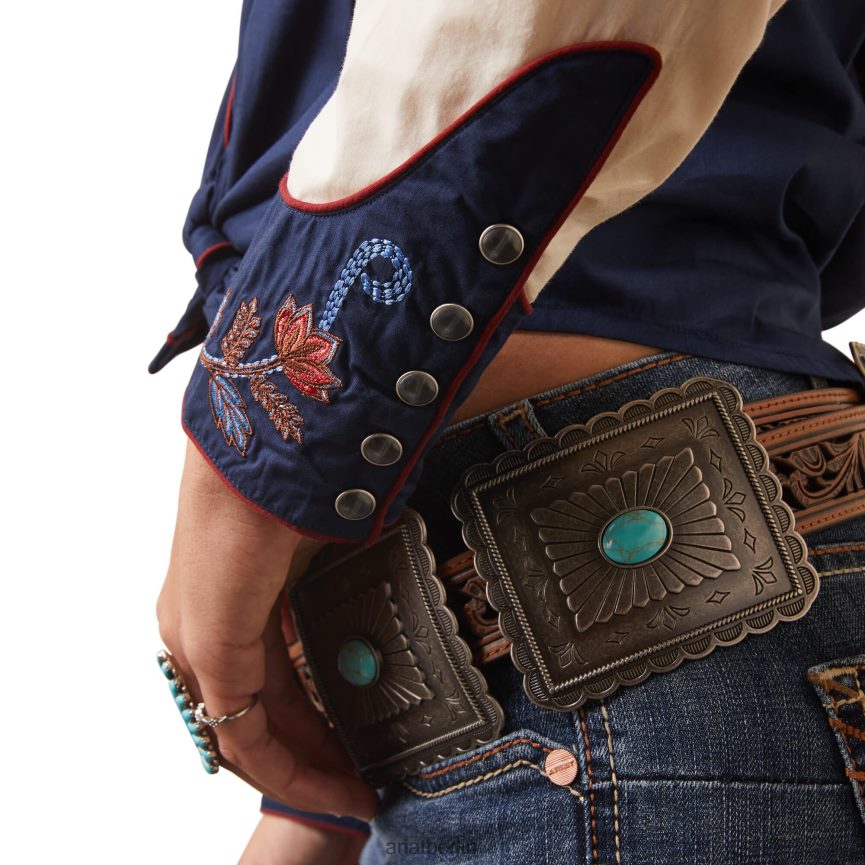 Ariat Loretta-Shirt Frauen P4JJPR2759 Marineblau/Buttercreme Spitzen