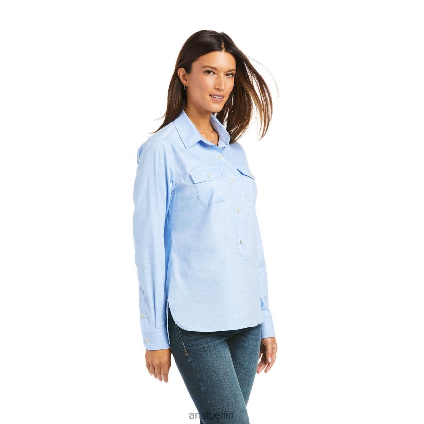 Ariat Loyola Popover-Shirt Frauen P4JJPR3273 Chambrayblau Spitzen