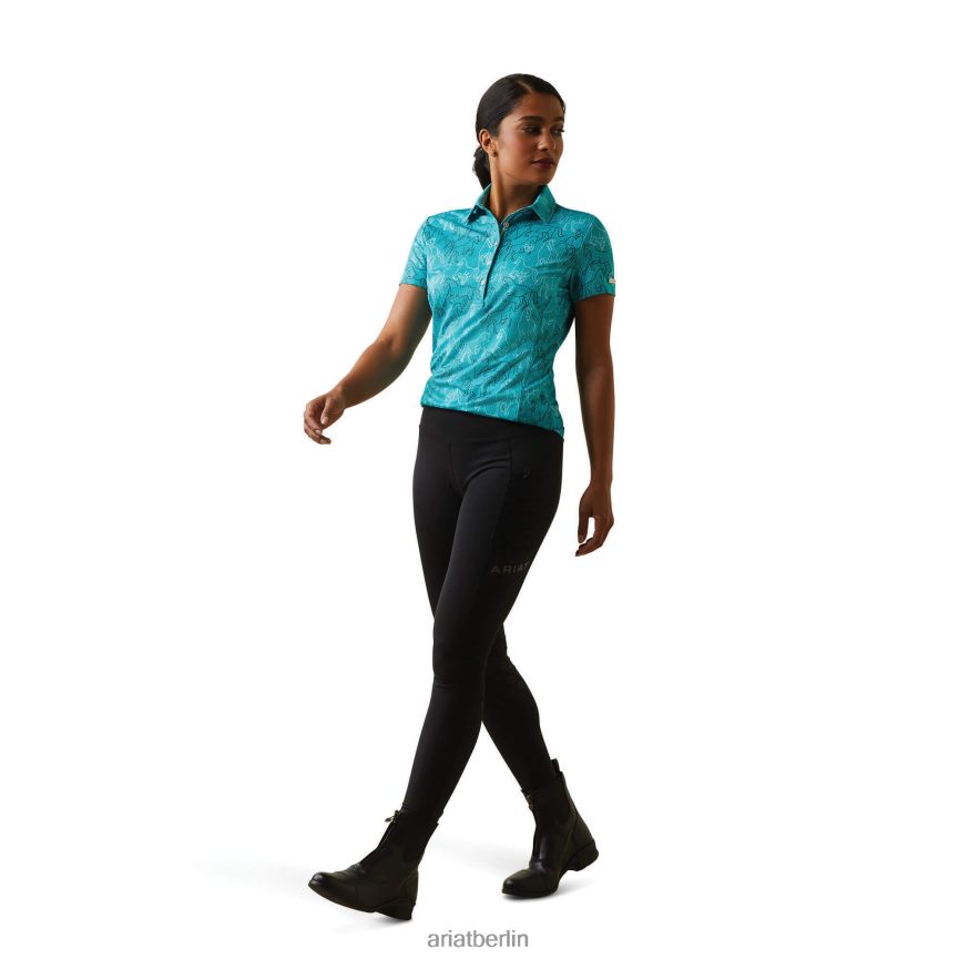 Ariat Motiv-Polo Frauen P4JJPR3189 Viridiangrüner Spiegeldruck Spitzen