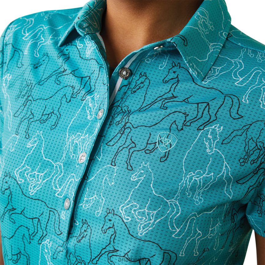 Ariat Motiv-Polo Frauen P4JJPR3189 Viridiangrüner Spiegeldruck Spitzen