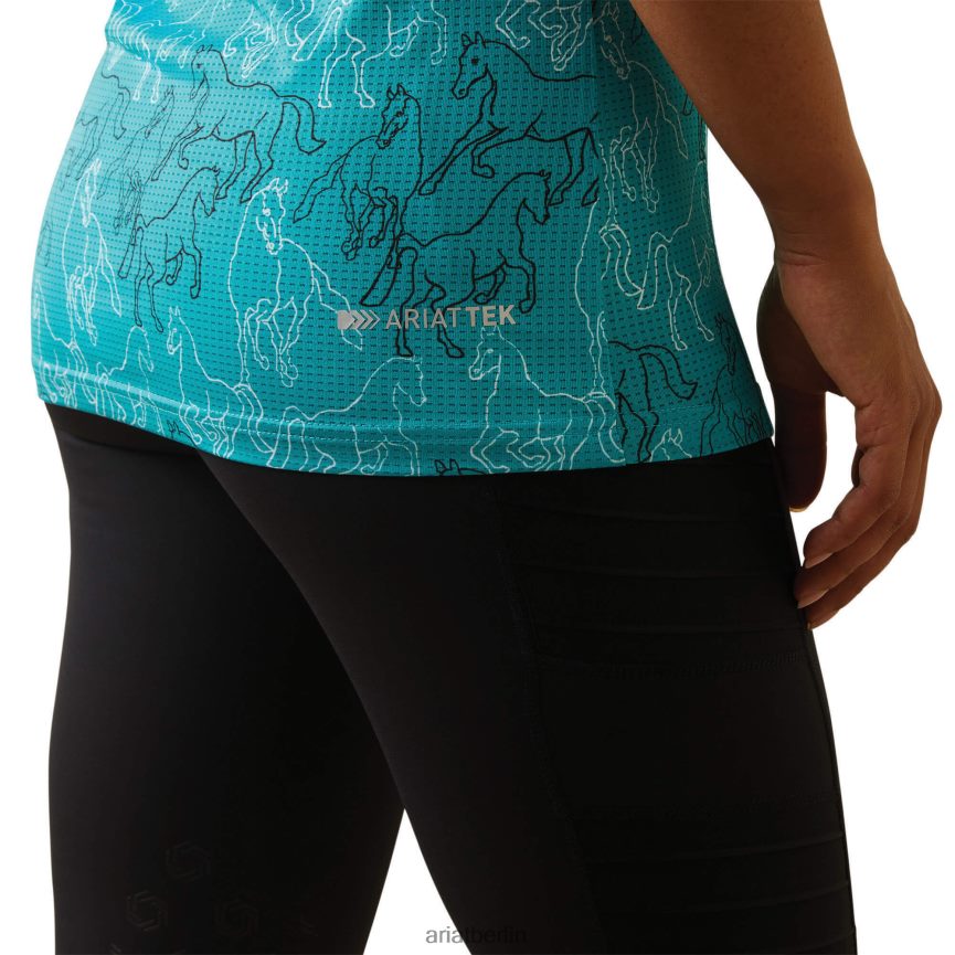 Ariat Motiv-Polo Frauen P4JJPR3189 Viridiangrüner Spiegeldruck Spitzen