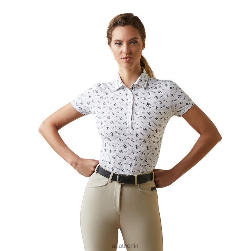Ariat Motiv-Polo Frauen P4JJPR3229 Weißes Ditsy Spitzen
