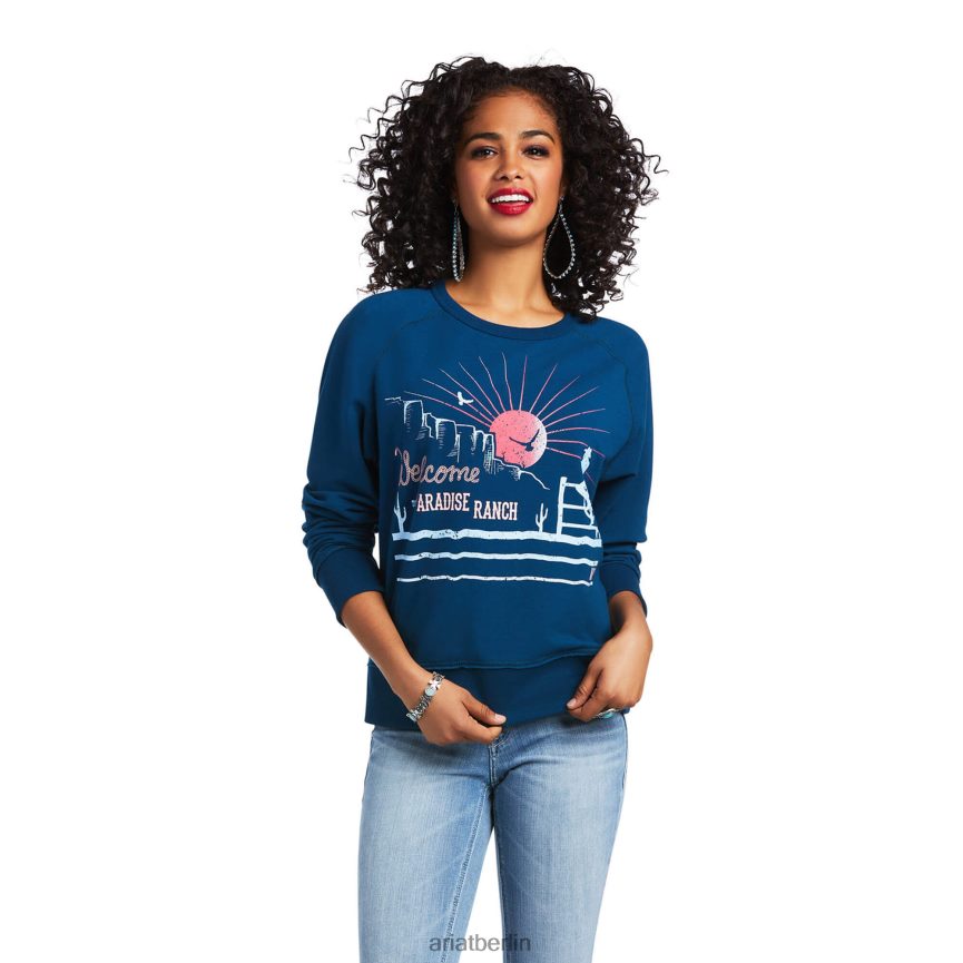 Ariat Paradise Ranch-Crew Frauen P4JJPR3436 blaue Nächte Spitzen
